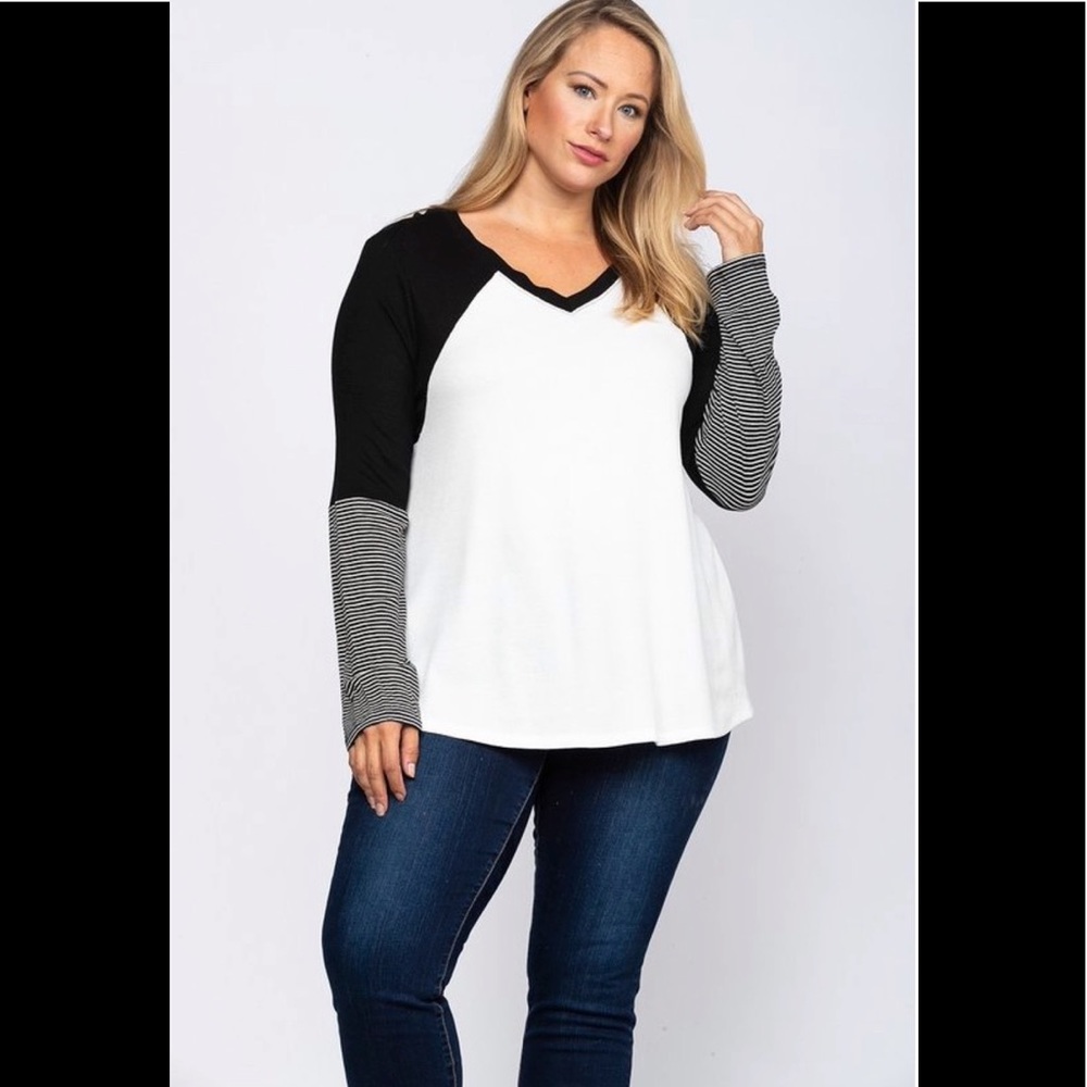 Plus Size Striped Raglan T-shirt 3 Pack